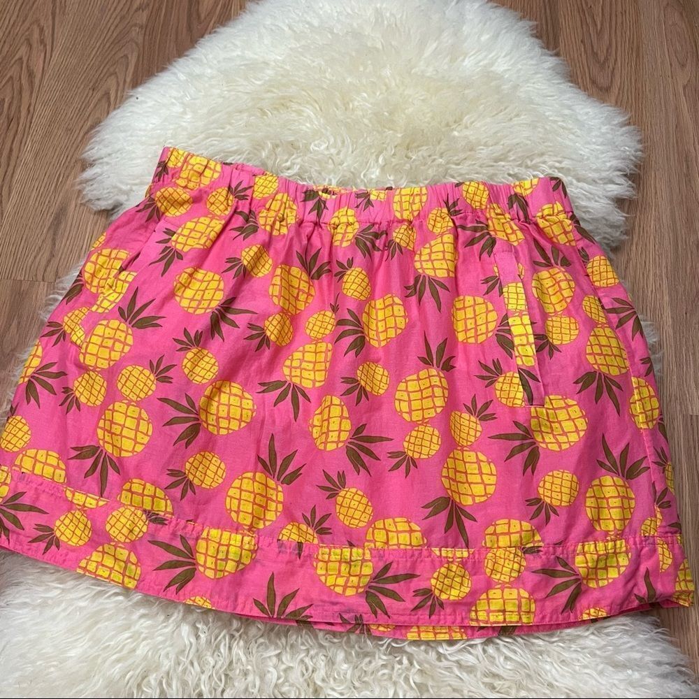 J Crew Factory Cotton Pineapple Print Skirt Pink and Yellow M